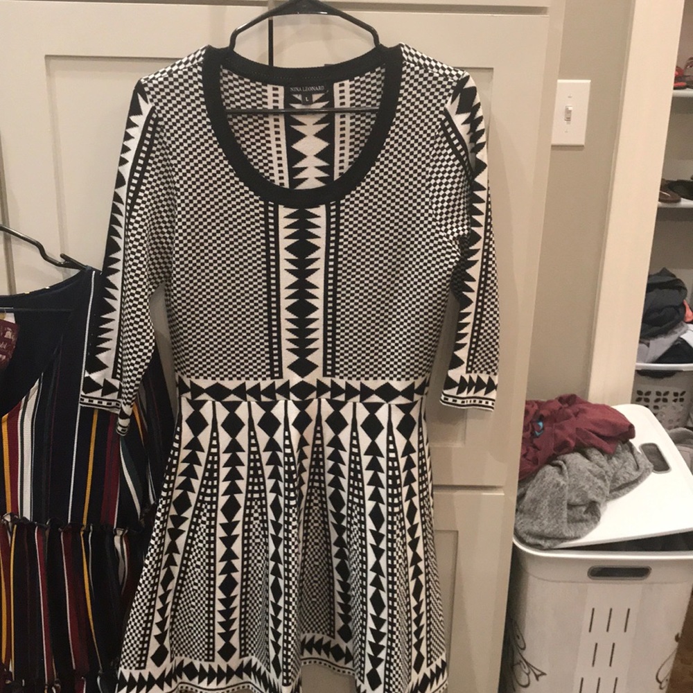 Black and white Nina Leonard Dress